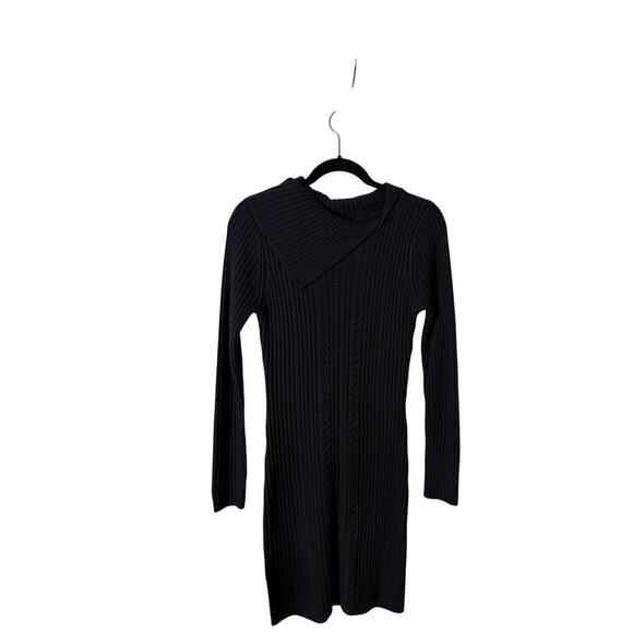 Calvin Klein Dresses & Skirts - Calvin Klein Ribbed Sweater Dress S Asymmetrical Turtleneck Minimalist Fall Chic